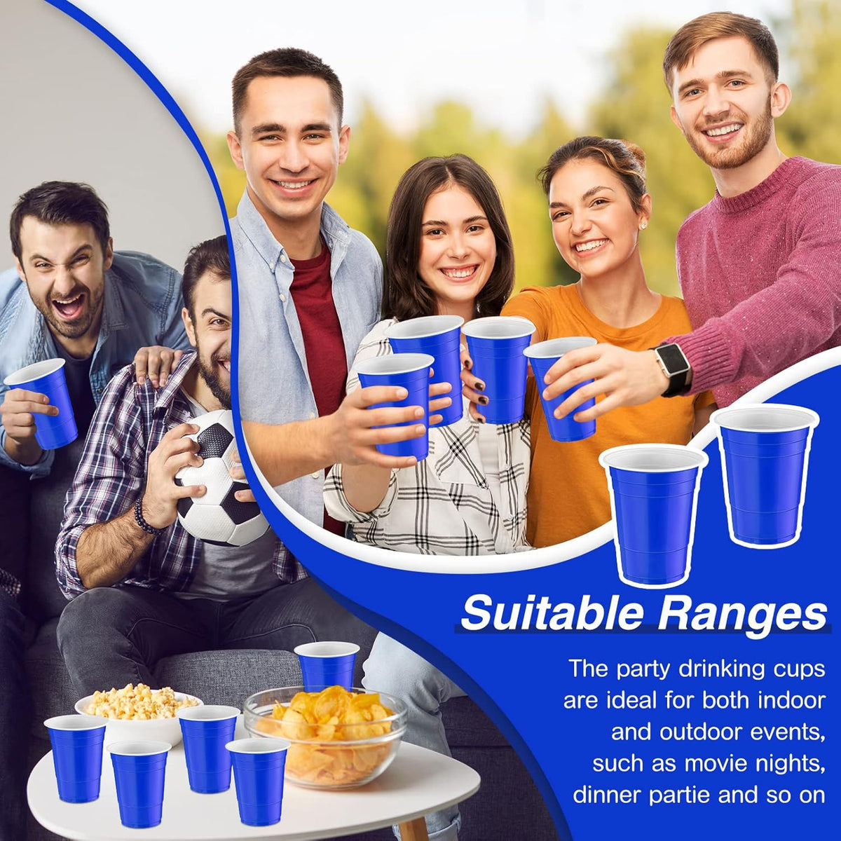 100 Pack 16 Ounce Halloween Plastic Party Cups Disposable Heavy Duty Drinking Water Cups for