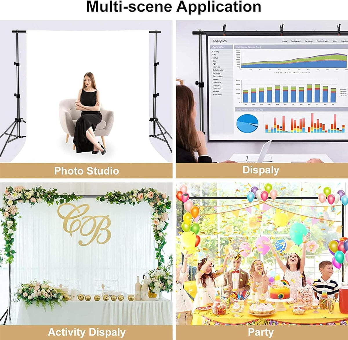 Backdrop Stand 10x7ft(WxH) Photo Studio Background Stand Support System Backdrop Support Kit, for