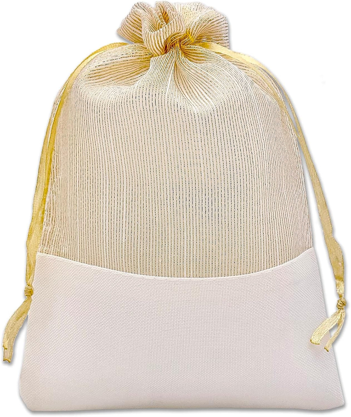 TheDisplayGuys For Your Modern Living 24-Pack Linen & Gold Organza Gift Bags with Drawstrings