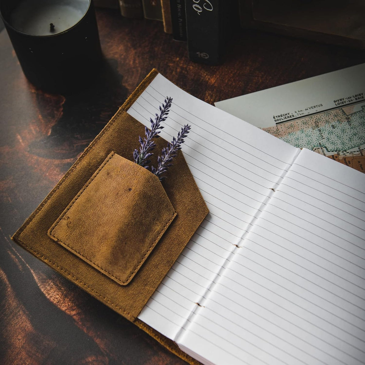 Refillable Leather Journal | Premium Lined A5 Notebook Cover | 200 Ruled Writing Pages | Card