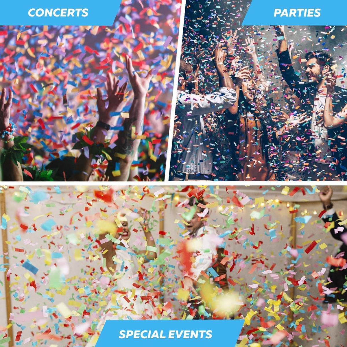 Blue & Gold Confetti Paper - BULK 2.2lbs | 1kg, Biodegradable Tissue Paper, Rainbow Light Weight