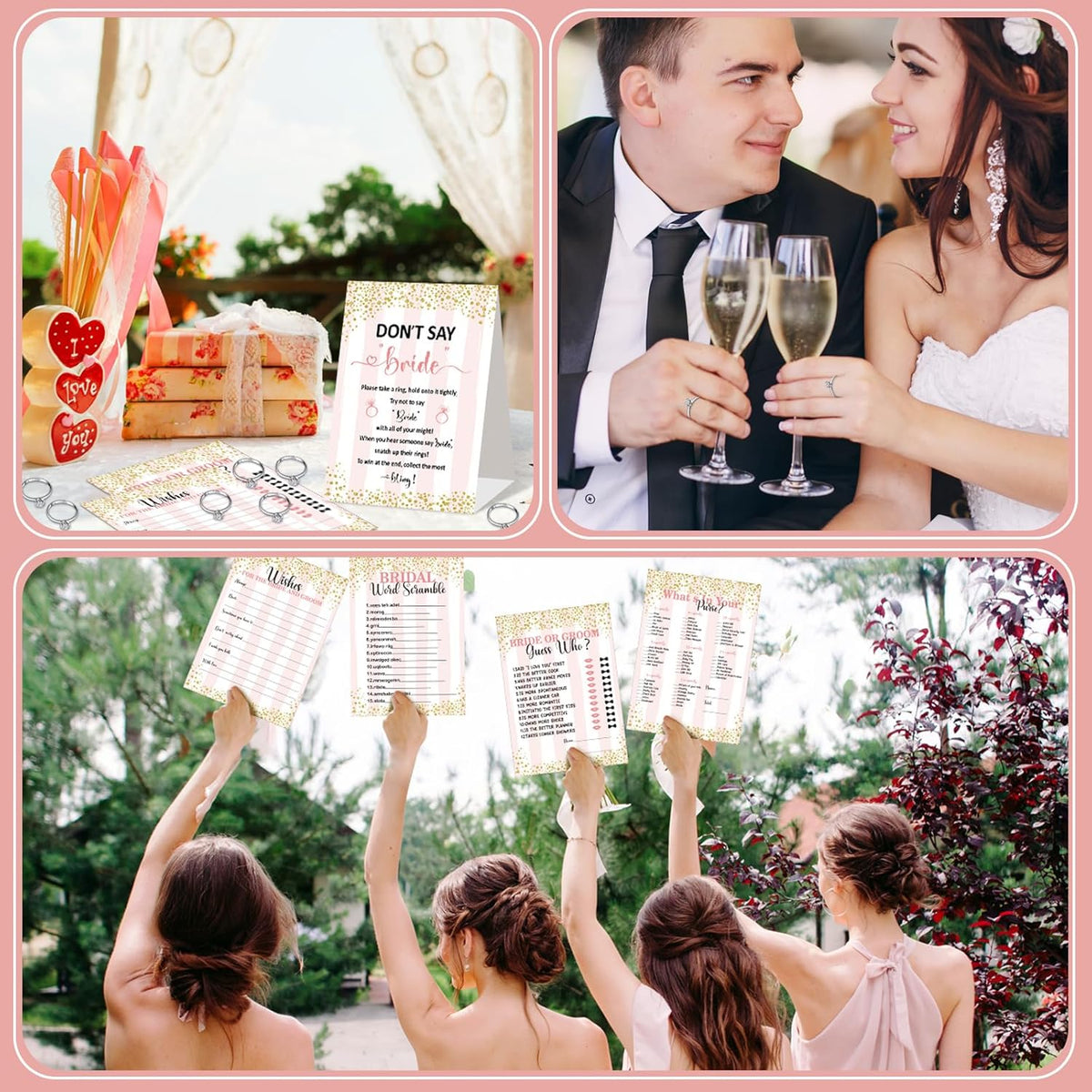 Estune 331 Pcs Bridal Shower Games Supplies, 5 Sets 250 Pcs Wedding Cards 1 Put a Ring on It Bridal