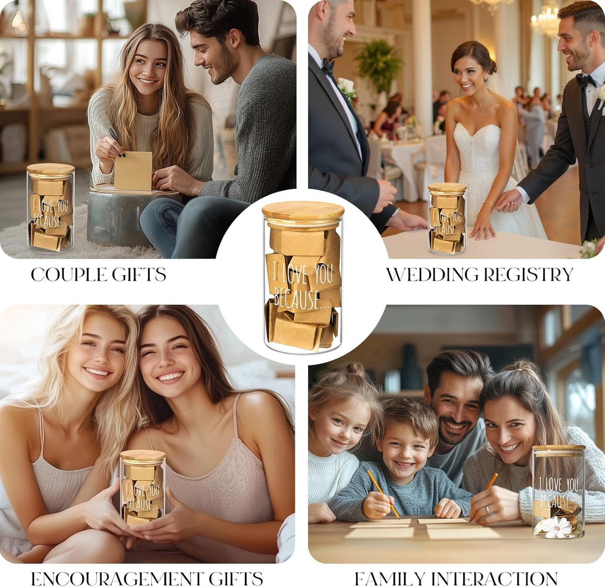 AW BRIDAL 50 Blank Love Notes Memory Jar, Anniversary Birthday Gifts for Boyfriend Girlfriend
