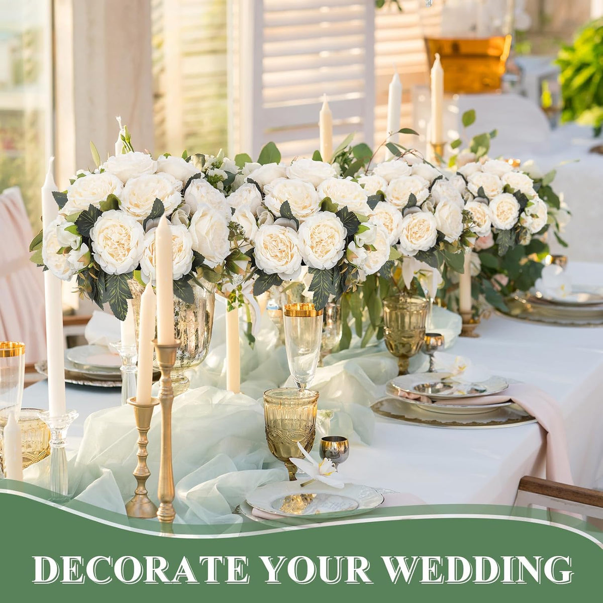 8 Bundles Artificial Peonies Flowers Boho Faux Flowers Arrangements Artificial Centerpiece Spring