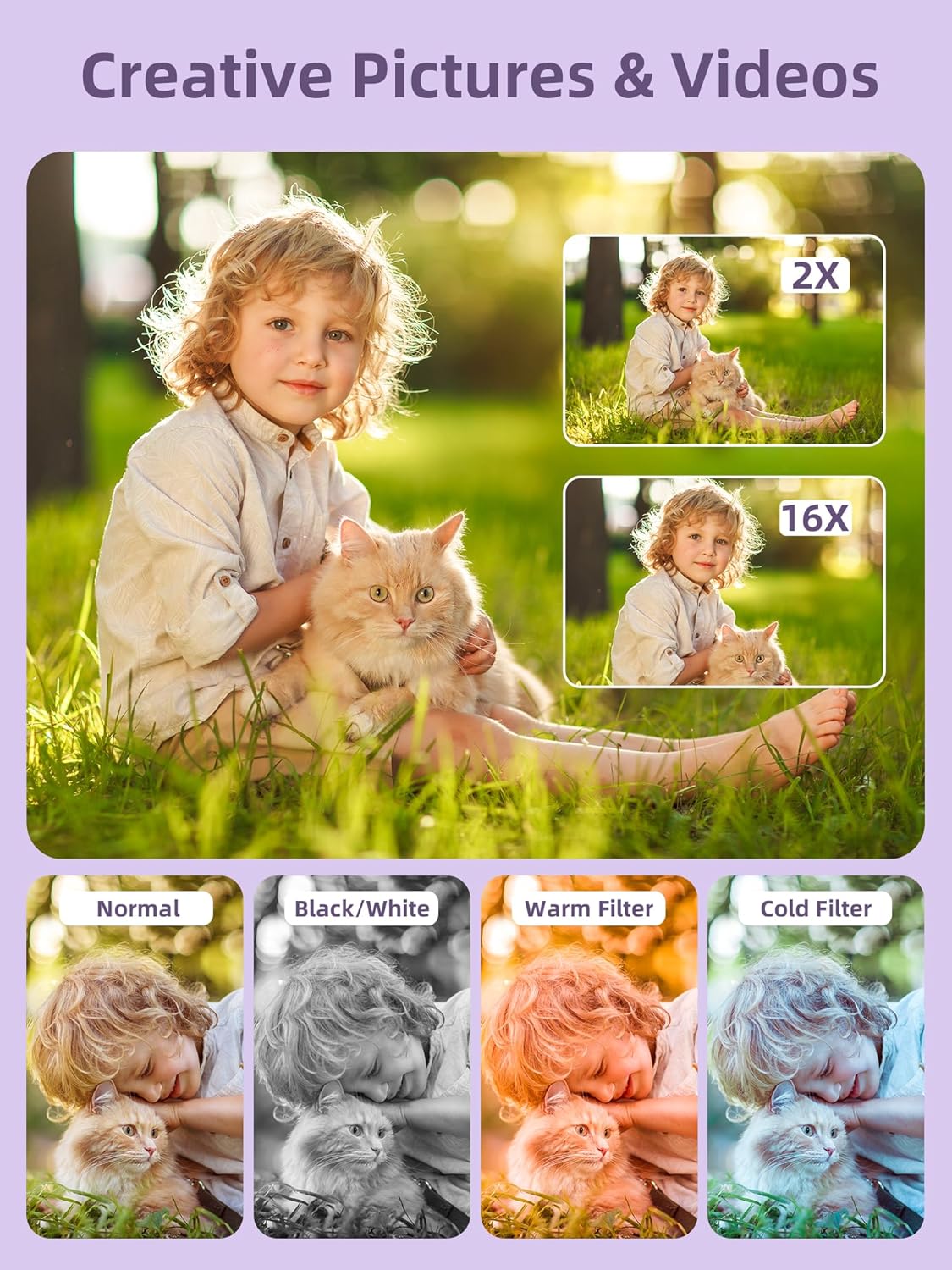 Digital Camera FHD 1080P, Camkory Kids Camera 44MP Point and Shoot Digital Cameras with 32GB Card