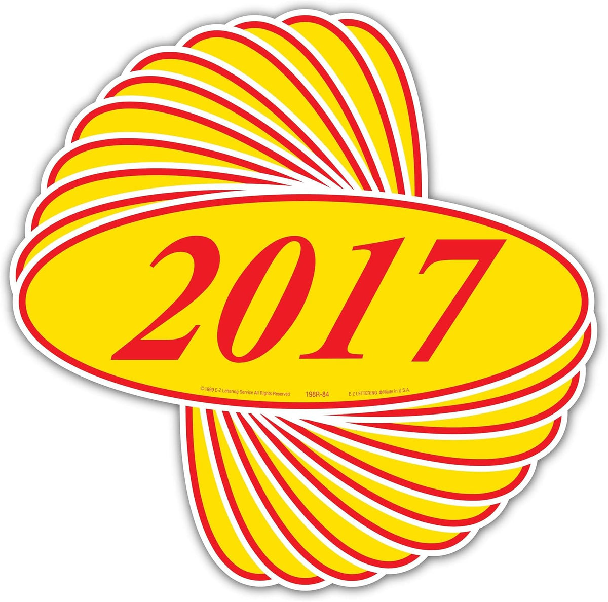EZ-Line Oval Model Windshield Year Stickers for Car Windows Red and Yellow Large Vinyl Dealership