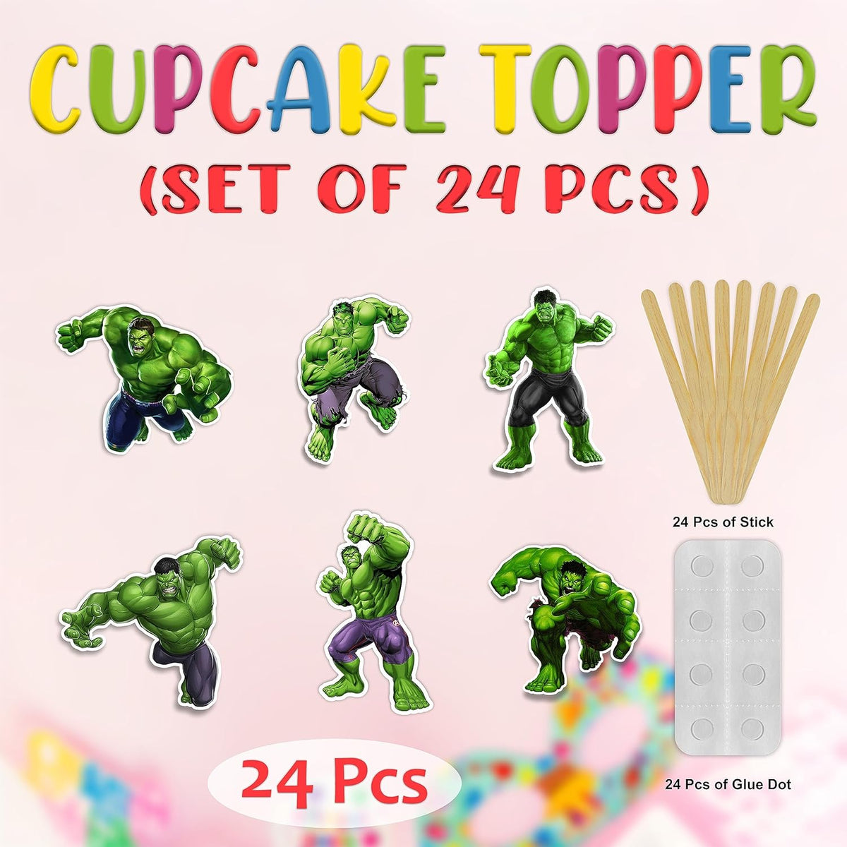 "Hlk Cupcake Topper – Superhero Theme Birthday Party Decoration – Cartoon Character Cupcake Picks