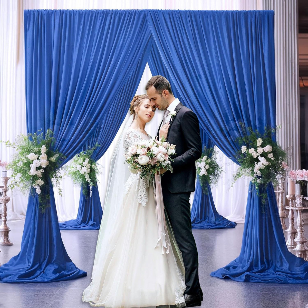 10 x 10 Feet Blue A Backdrop Curtain for Partie, Background Curtains for Photoshoot, Birthday