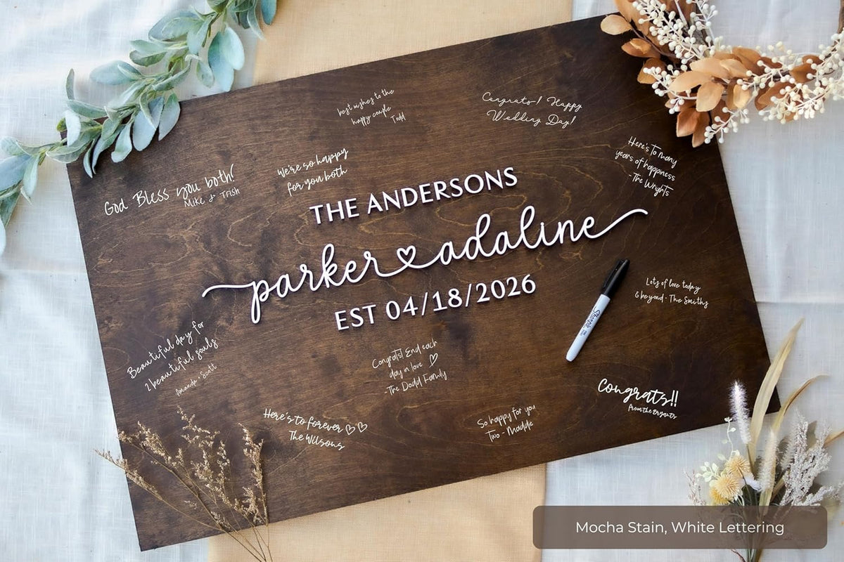 Personalized Last Name Guest Book, Unique Guest Book Sign, Custom Alternative Guest Book, Wooden
