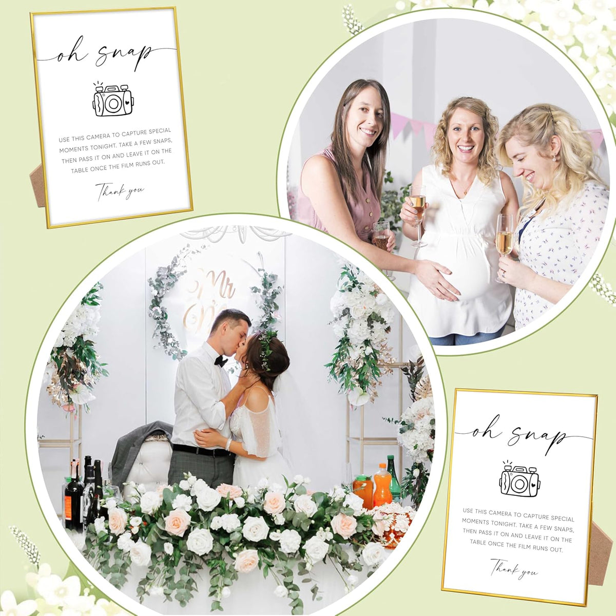 Oh Snap Sign, Wedding Disposable Camera Sign, Engagement Party Desk Decor for Guest book