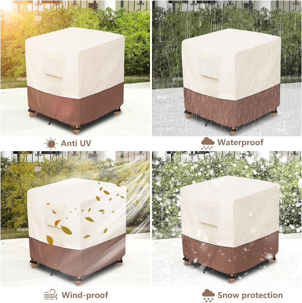 okcool Patio Wicker Side Table Cover,Waterproof Square Patio Small Side Table Cover,Suitable for