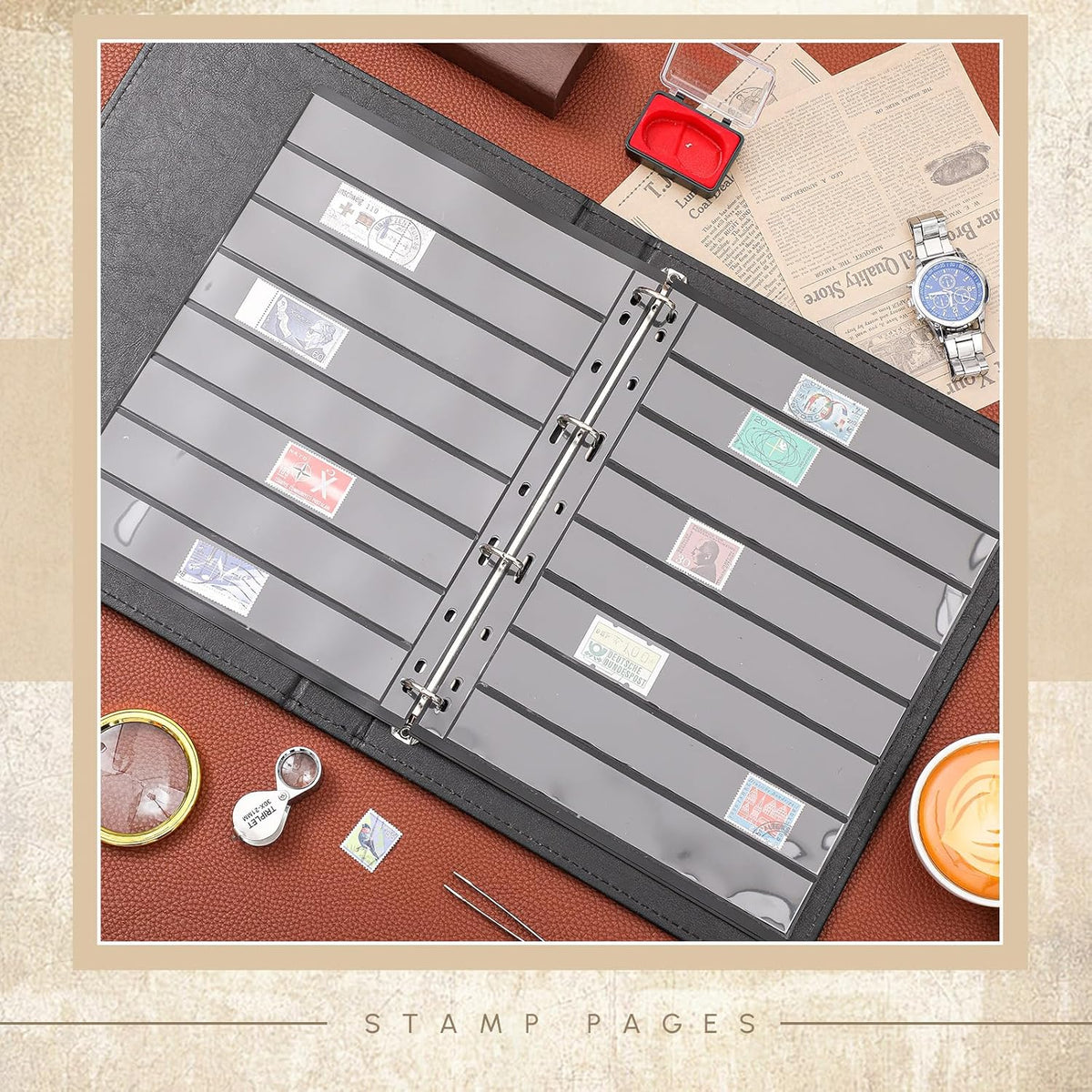 Lewtemi Stamp Collecting Albums Set Stamp Collection Book Include 20 Pages Album Binder Tweezer and