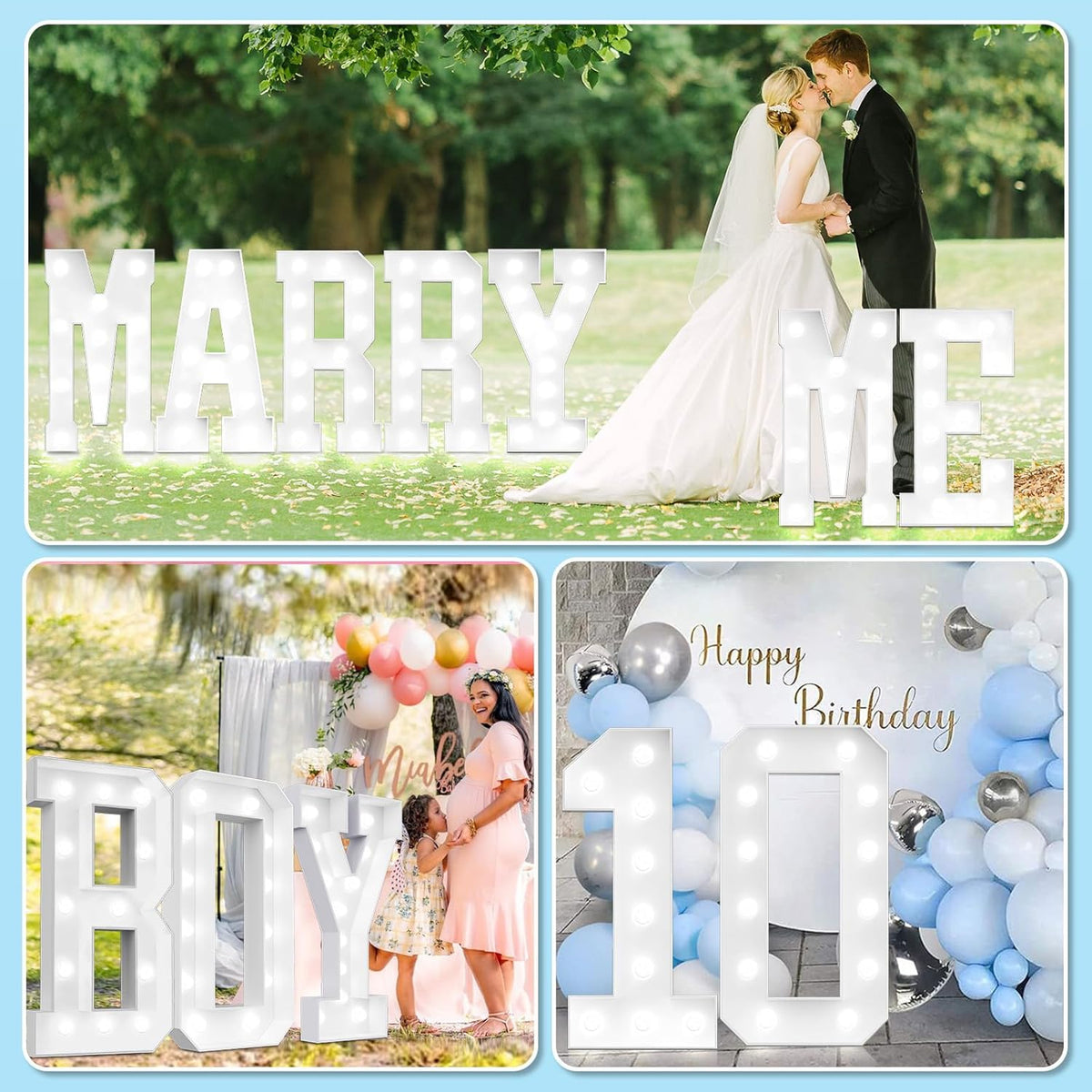 Ledido 4FT Marquee Light Up Letters, Cool White Light Up Letters Large Marquee Letter for Party