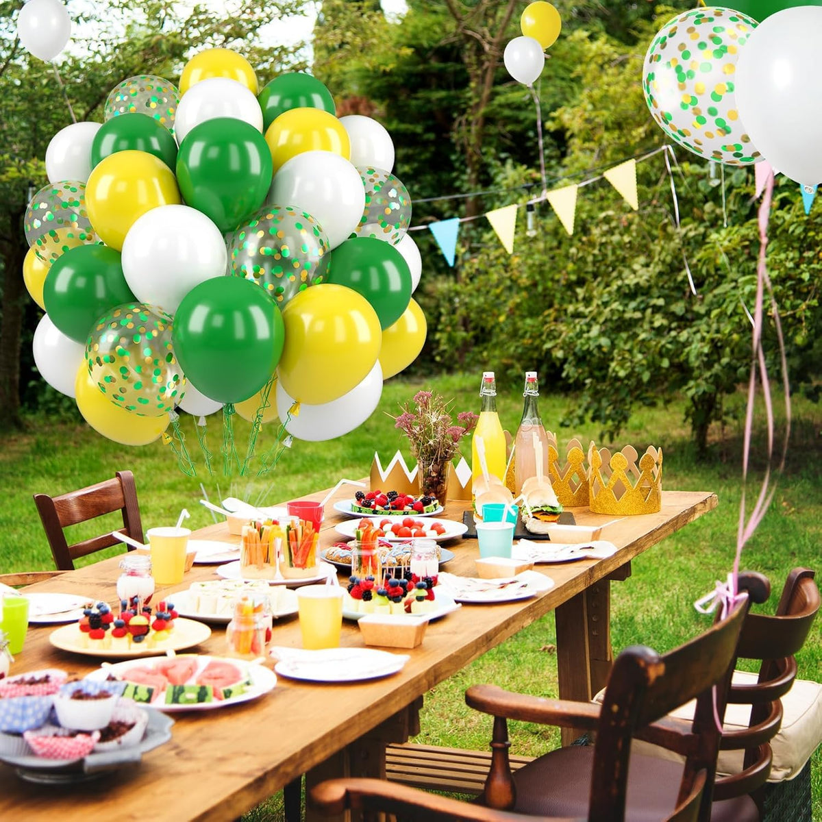 Paready Green and Yellow Balloons - 50 Pcs Confetti Balloons, 12 Inch Latex Balloons for Birthday
