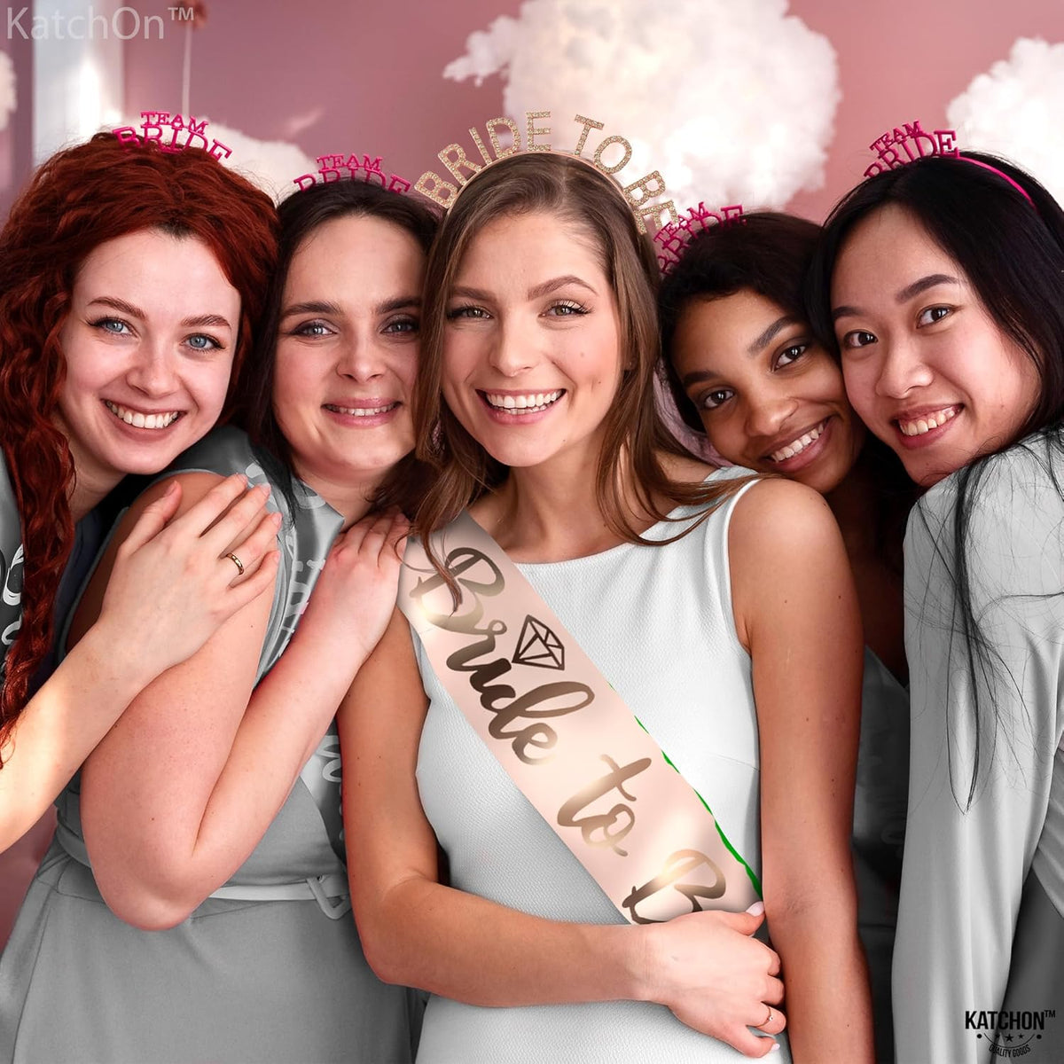 KatchOn, Rose Gold Bride to be Sash and Headband - Pack of 2 | Bride Sash and Tiara for