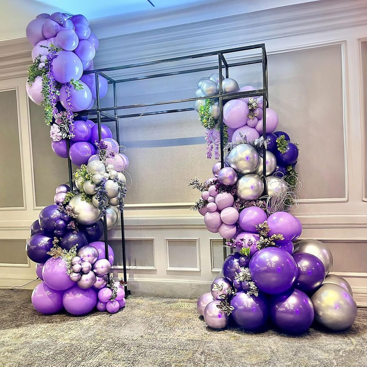 Purple Silver Balloons, 12 Inch Metallic Purple Silver Balloons Light Purple Silver Latex Balloons