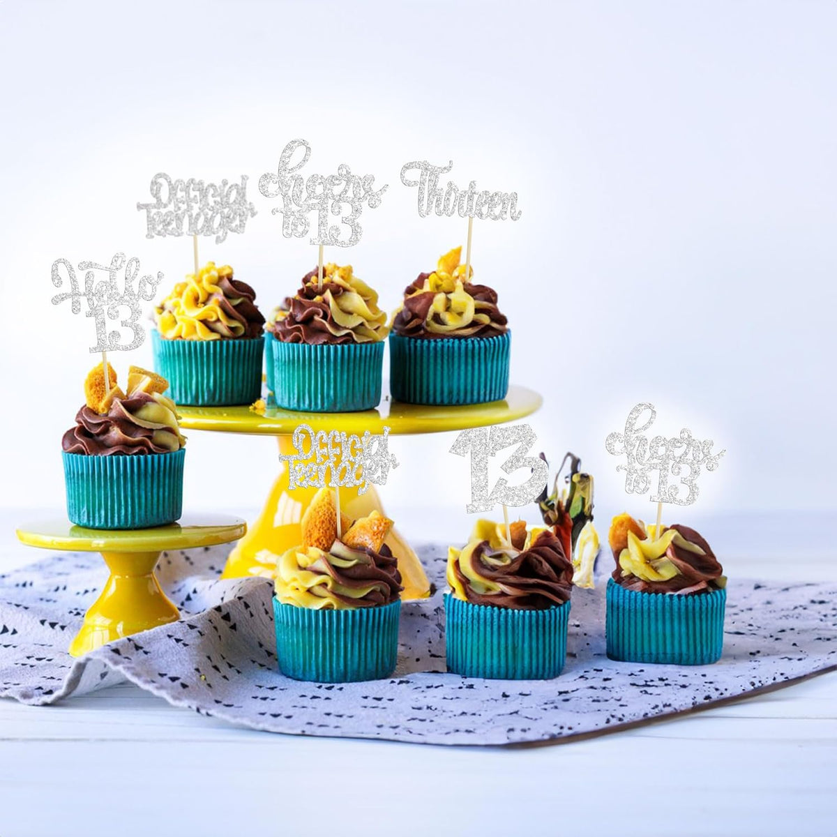 30Pcs 13th Birthday Cupcake Toppers Hello 13 Cupcake Picks Official Teenager Cheers to 13 Years Old
