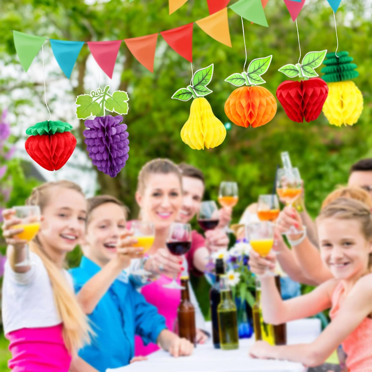 Gyufise 6Pcs Fruit Honeycomb Centerpieces Hawaiian Summer Fruit Table Toppers Tropical Fruit Party