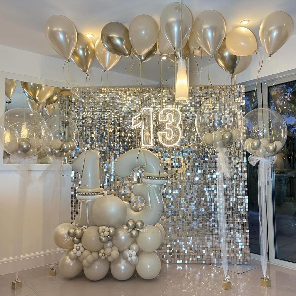 40 Inch Balloon Number 8 Beige, Large Foil Cream Number 8 Balloons Set 0-9 for Men Women, Self