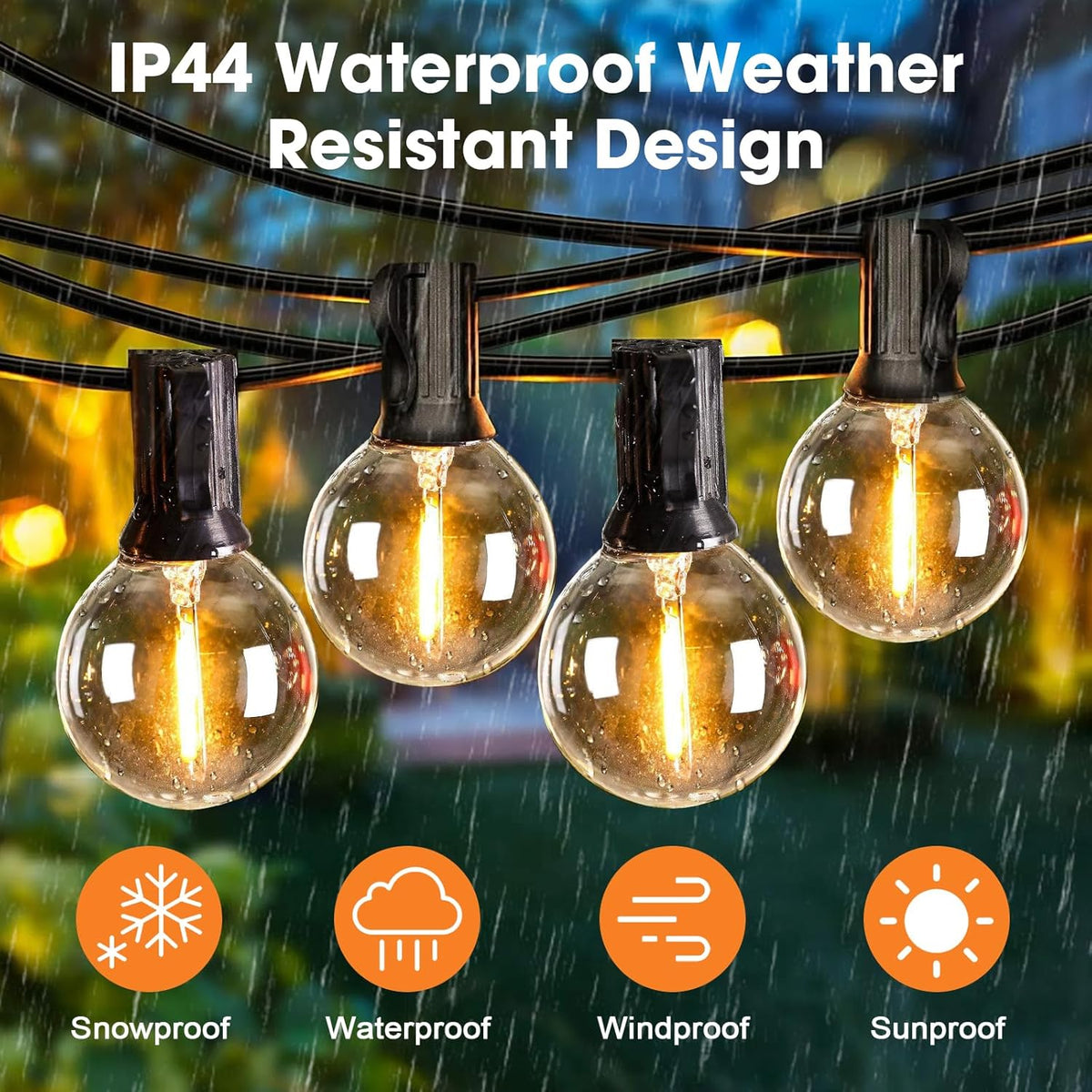 25 Pack Dimmable G40 Led Replacement Light Bulbs, E12 Screw Base Waterproof LED Globe Bulbs Light