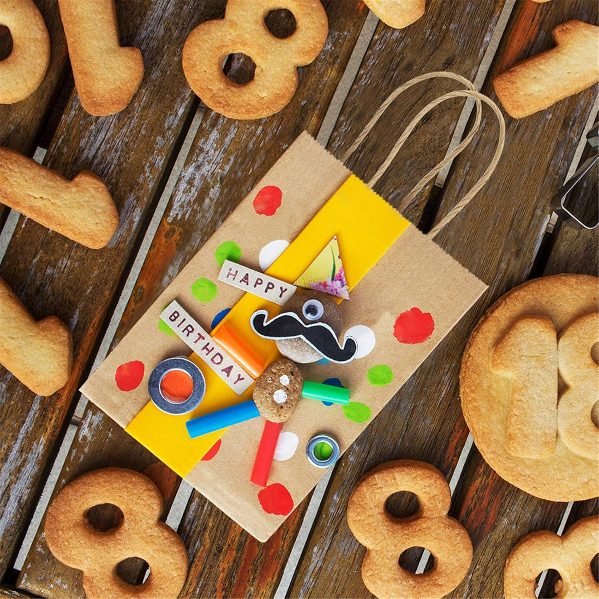 BagDream 50 Pack 3.5x2.4x6.7 Inches Small Kraft Paper Gift Bags with Handles Bulk Mini Party Favor