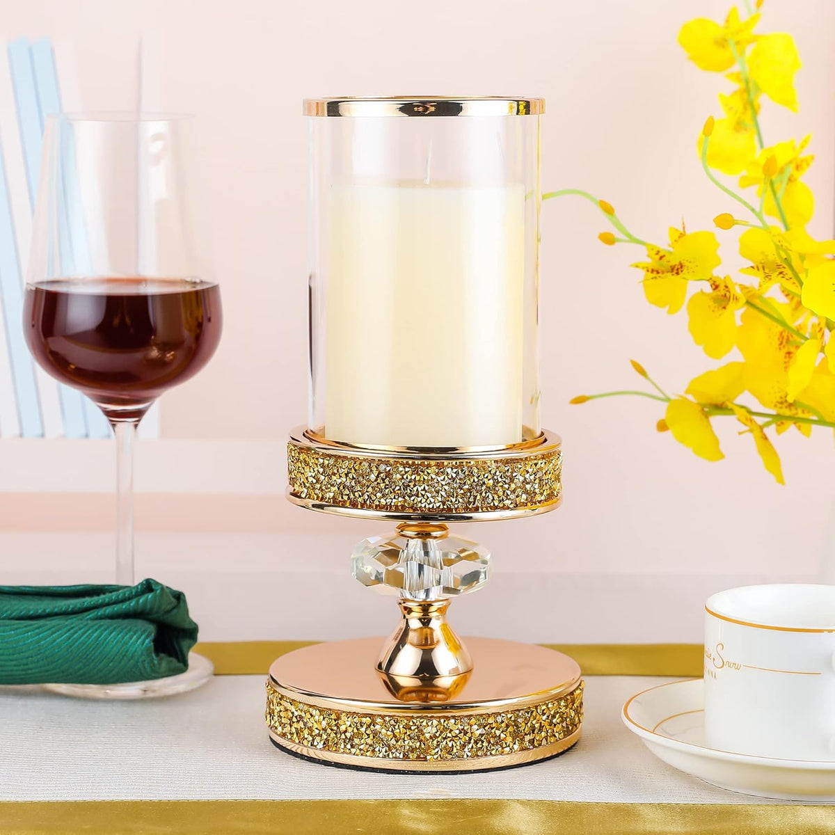 Candle Holder, Pillar Candle Holders, Crystal Candlesticks Holder for Wedding, Parties, Events