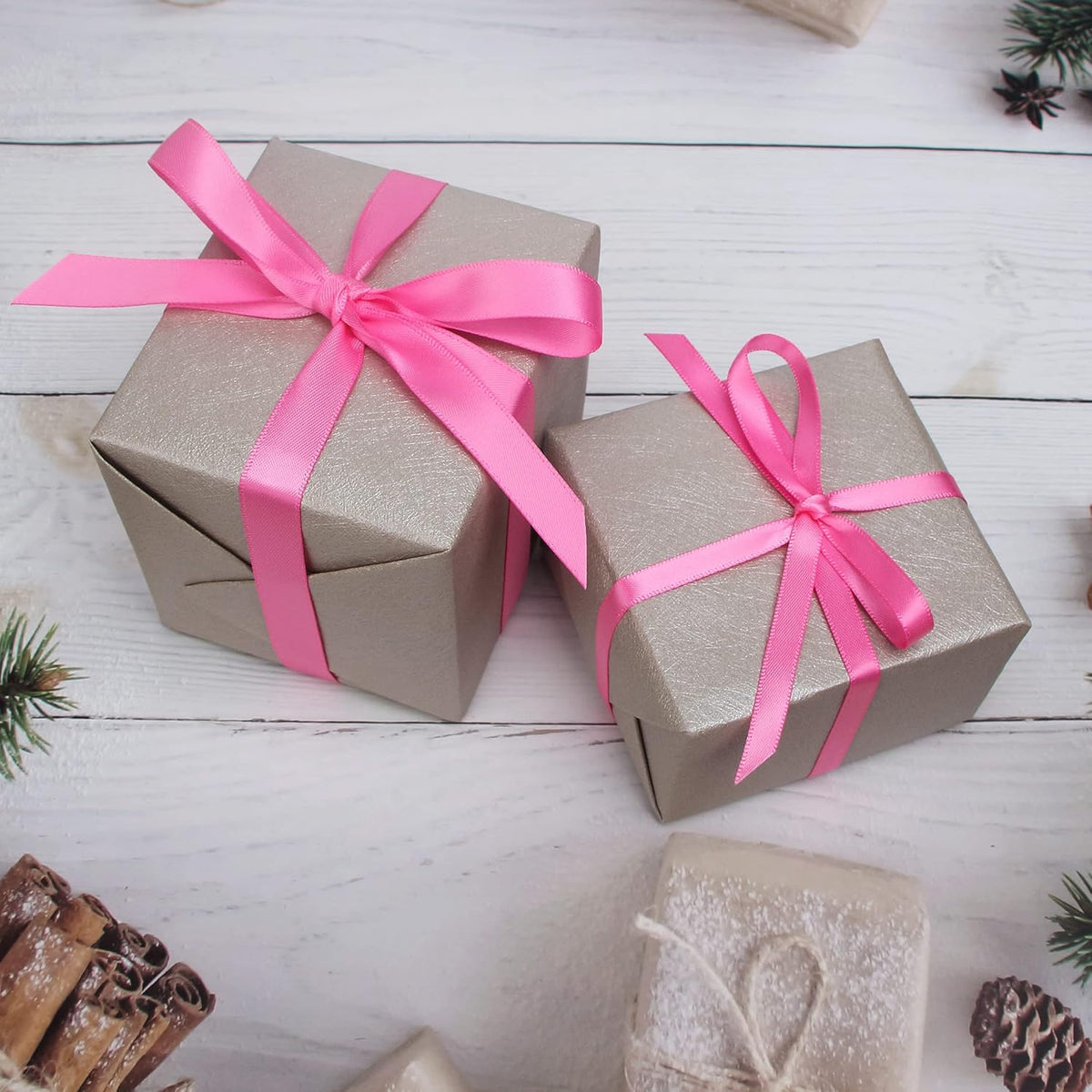 Ribbli Double Faced Hot Pink Satin Ribbon,1/2” x Continuous 25 Yards,Use for Bows Bouquet,Gift