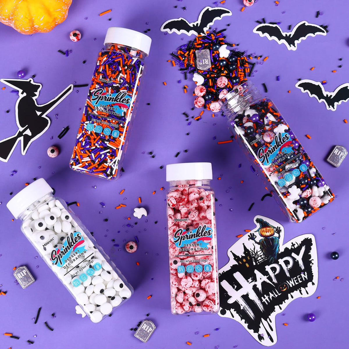 Bloody Eyeballs Bones, Edible Candy Sprinkles for Halloween, Candy Eyes, Bloody Bone Candy for