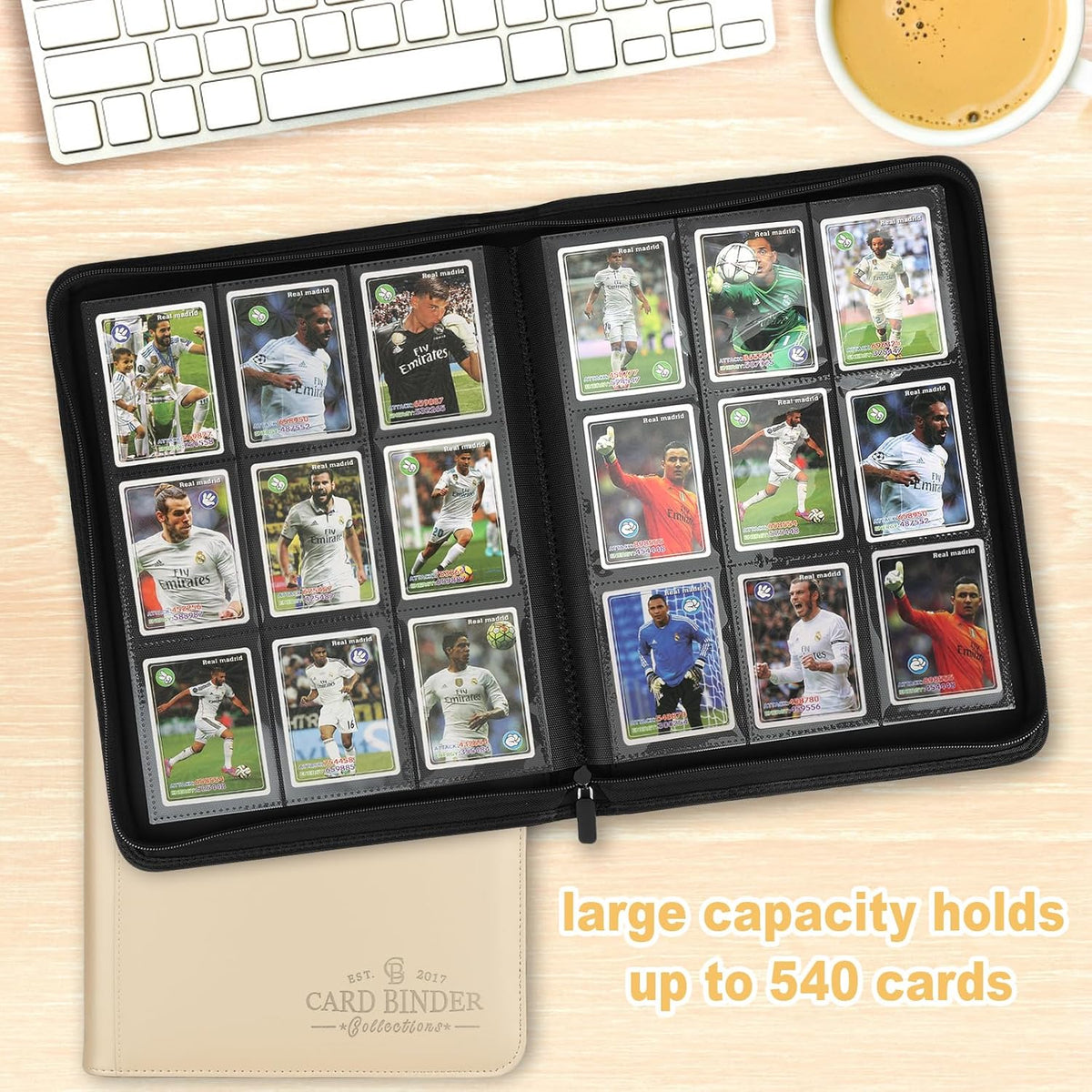 Trading Card Binder, Card Collection Binder Album Folder with 540 Side Loading Pockets, 9 Pocket