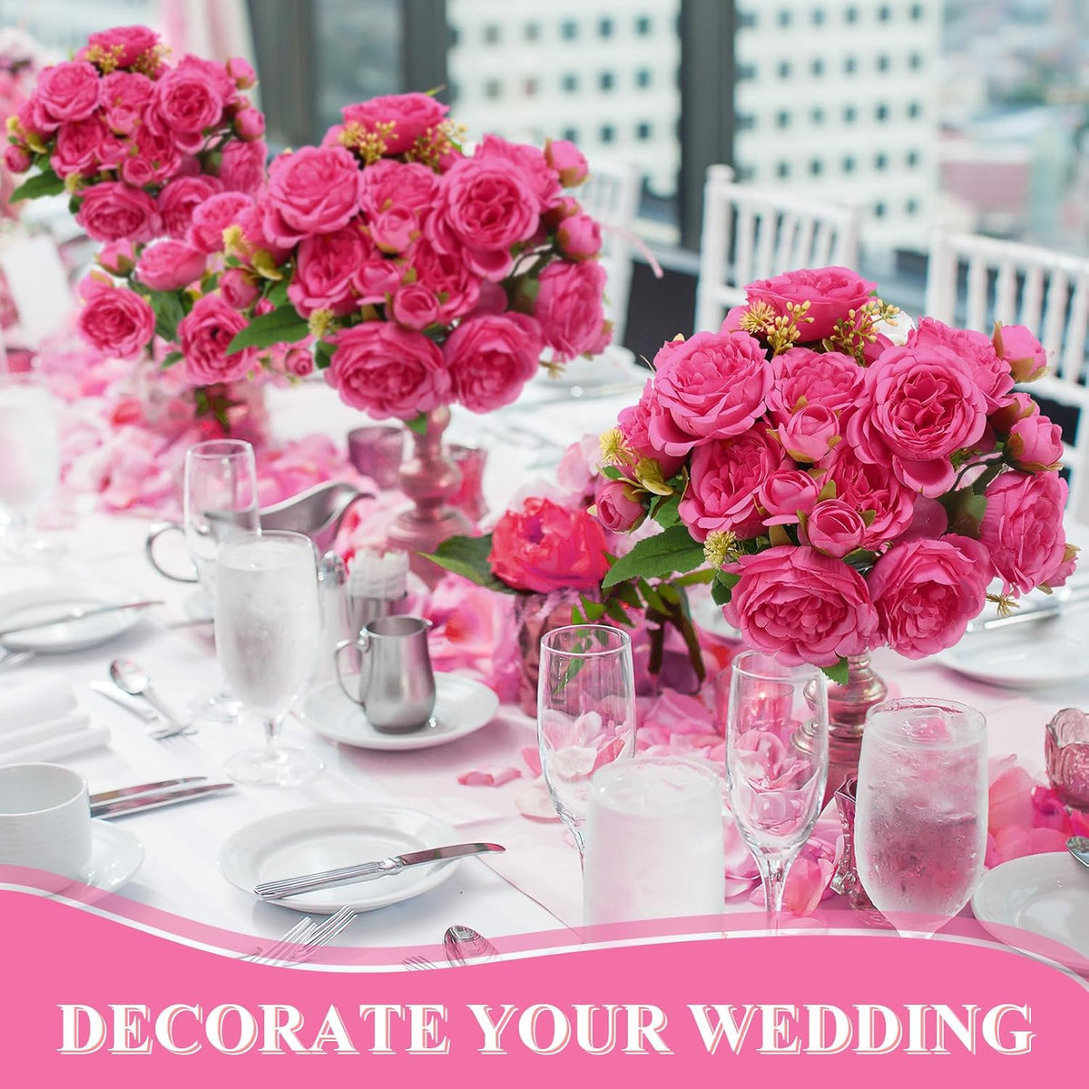 8 Bundles Artificial Peonies Flowers Boho Faux Flowers Arrangements Artificial Centerpiece Spring