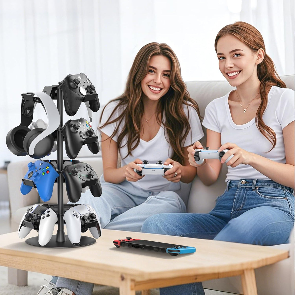 Headset Stand 4 Tiers for Desk, Rotatable Gaming Controller Stand for PS5/PS4/Xbox/Switch2/PS