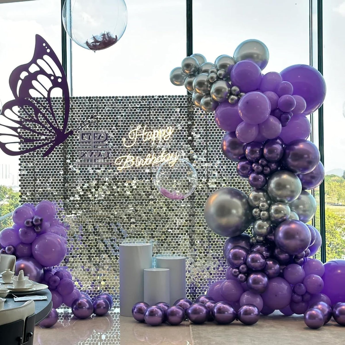 90pack Metallic Purple Balloons Different Size 18/12/10/5 Inch Metallic Purple Balloon Garland Arch