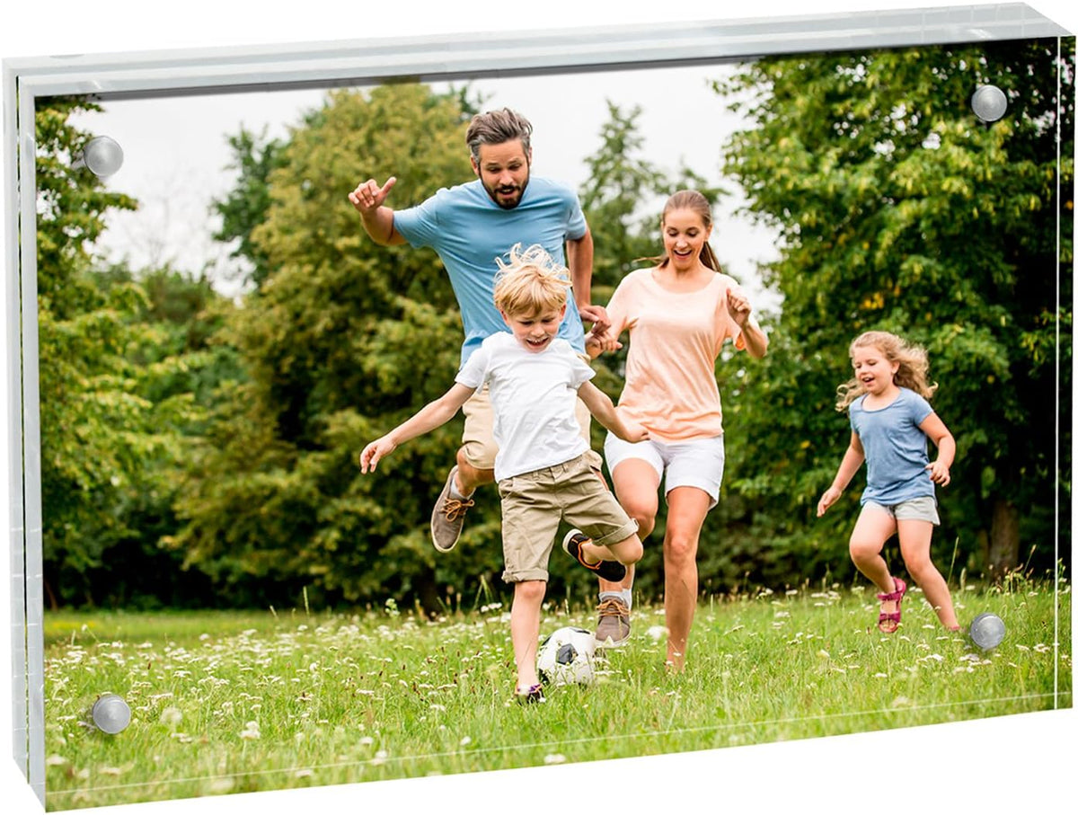 Acrylic Picture Frame , Clear Freestanding Double Sided 20mm Thickness Frameless Magnetic Photo