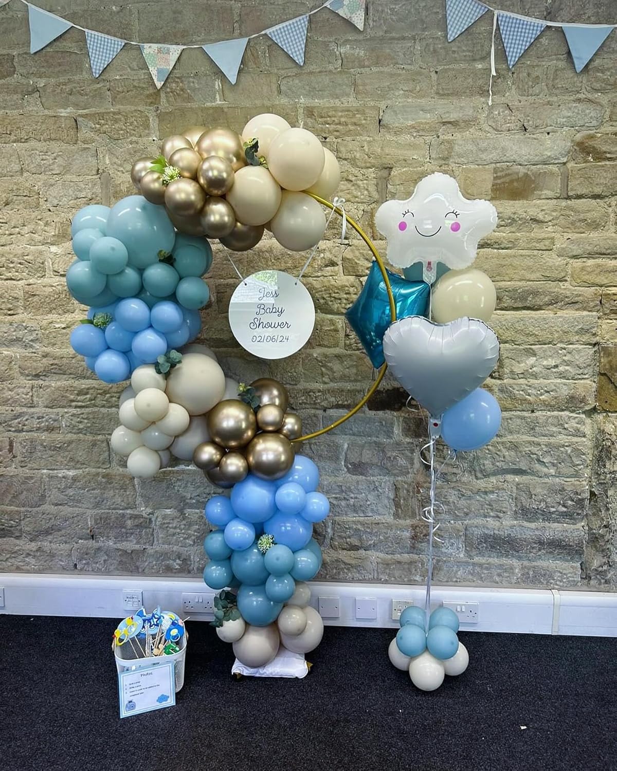 Paready Dusty Blue Balloons, 50 Pcs Gold White Balloons, 12 Inch Sand White Retro Ice Mist Macaron