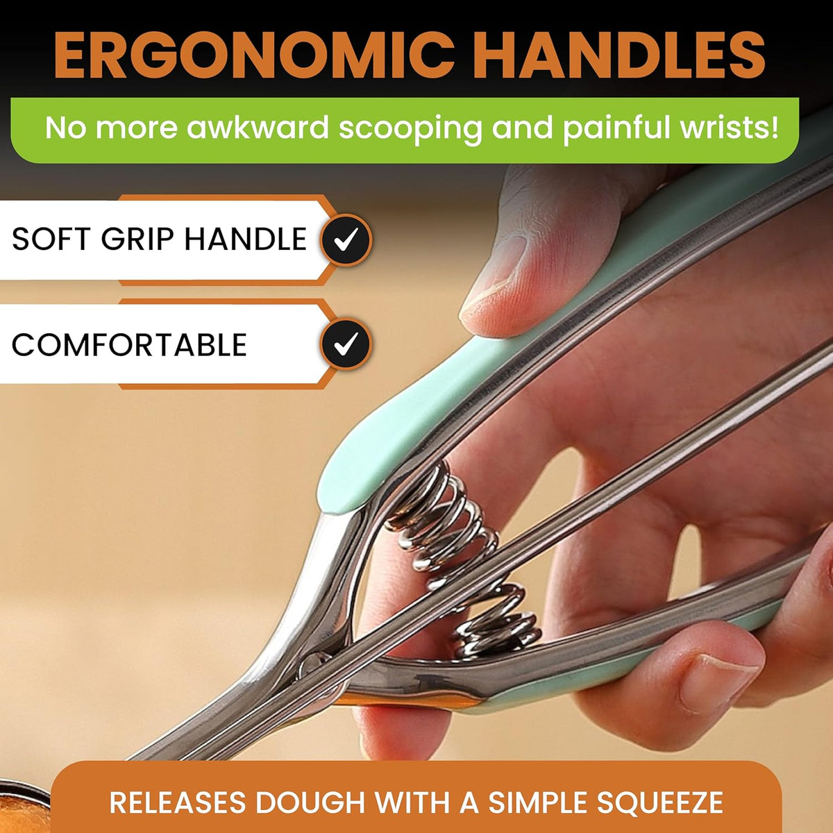 Spring Chef Medium #40 Stainless Steel Cookie Scoop for Baking, Multifunctional Kitchen Food
