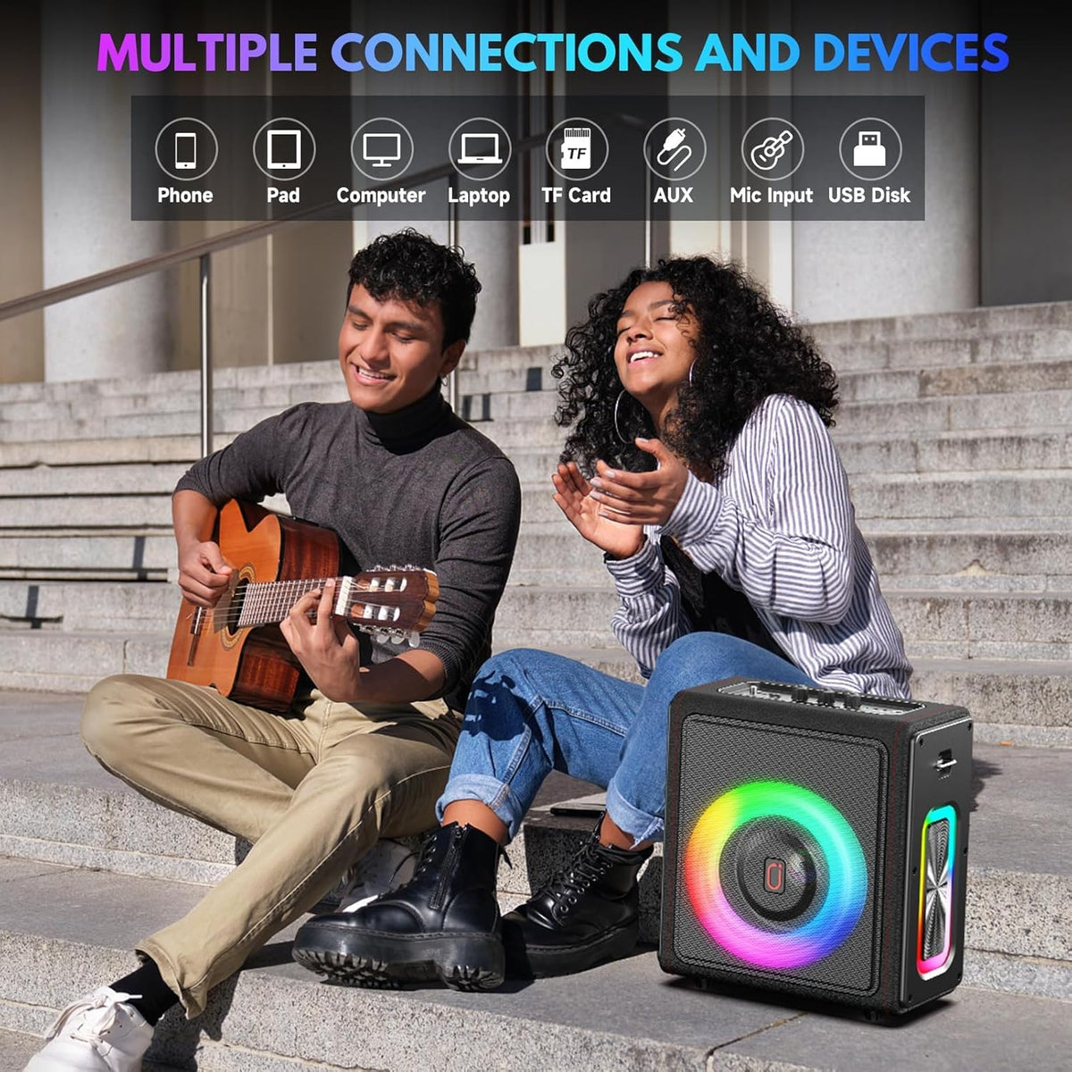 Karaoke Machine, Portable Bluetooth 5.3 Speaker with 2 Wireless Microphones for Adults, PA System
