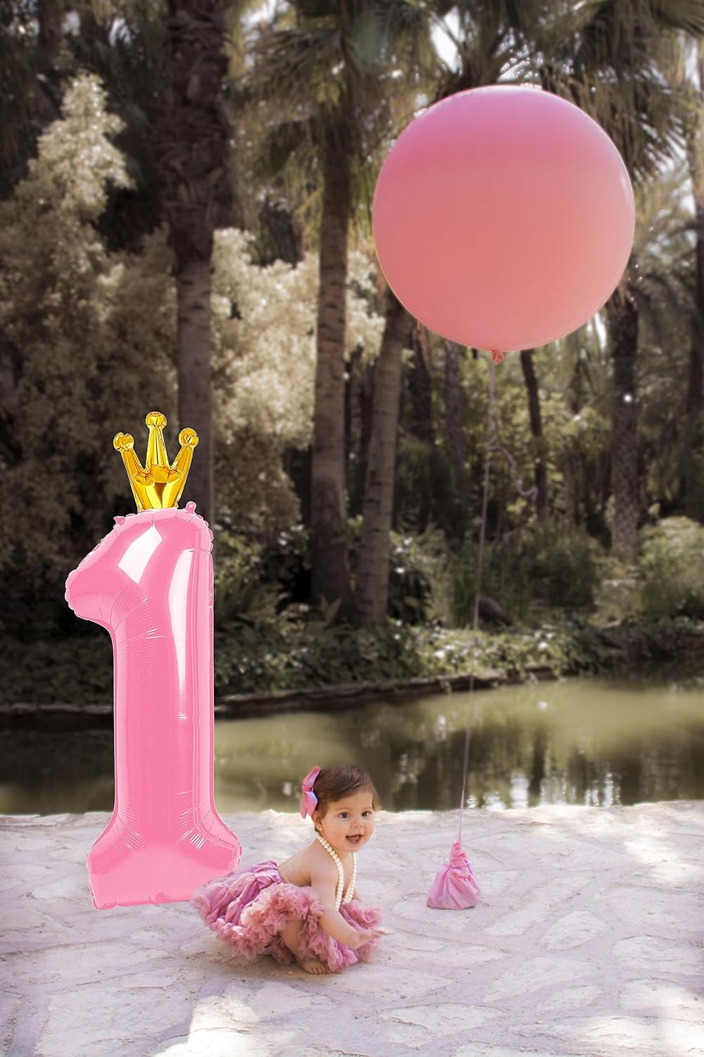 40 Inch Pink Number Balloon 0-9(Zero-Nine) with Crown, Big Size Happy Birthday Balloon, Foil Helium