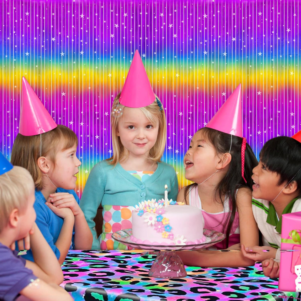 Rainbow Streamers Party Decorations - Thicken 4 Pack 3.2 x 8.2 FT - Rainbow Gradient Tinsel Foil