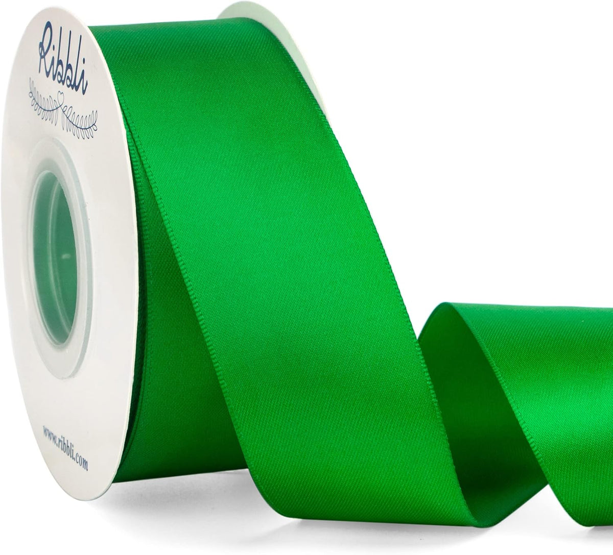 Ribbli Emerald Green Double Faced Satin Ribbon,1-1/2” x Continuous 25 Yards,Use for Bows