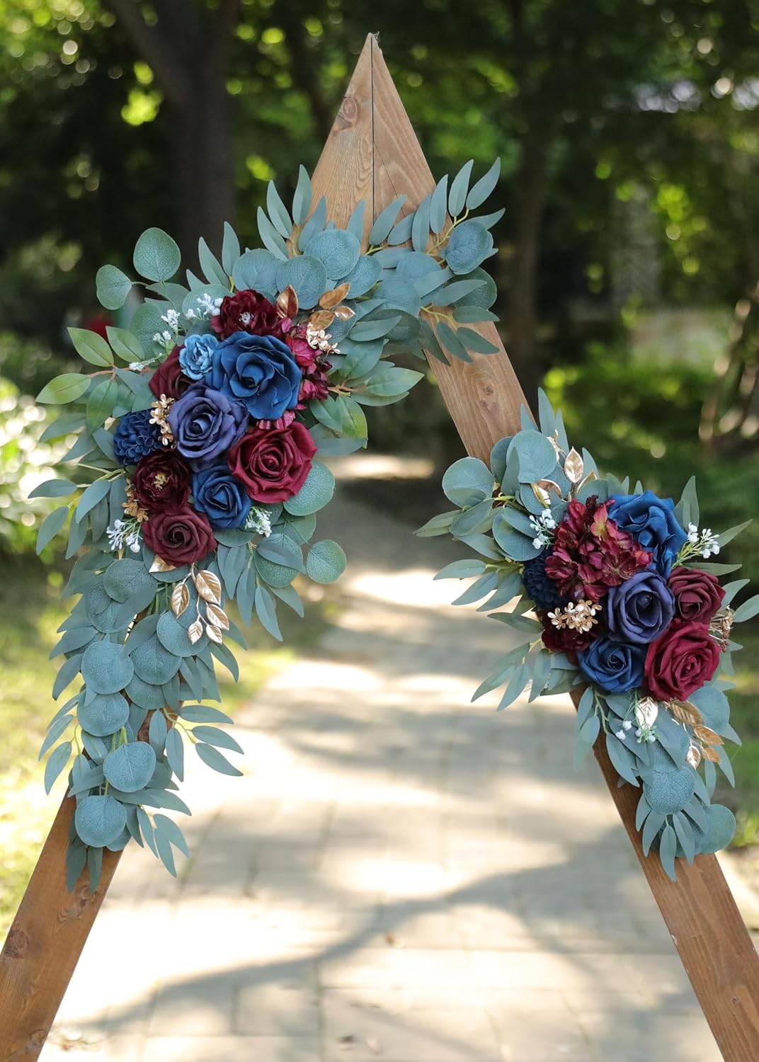 Artificial Navy Blue Wedding Arch Flower Swags Set of 2 for Wedding Welcome Signs Floral and