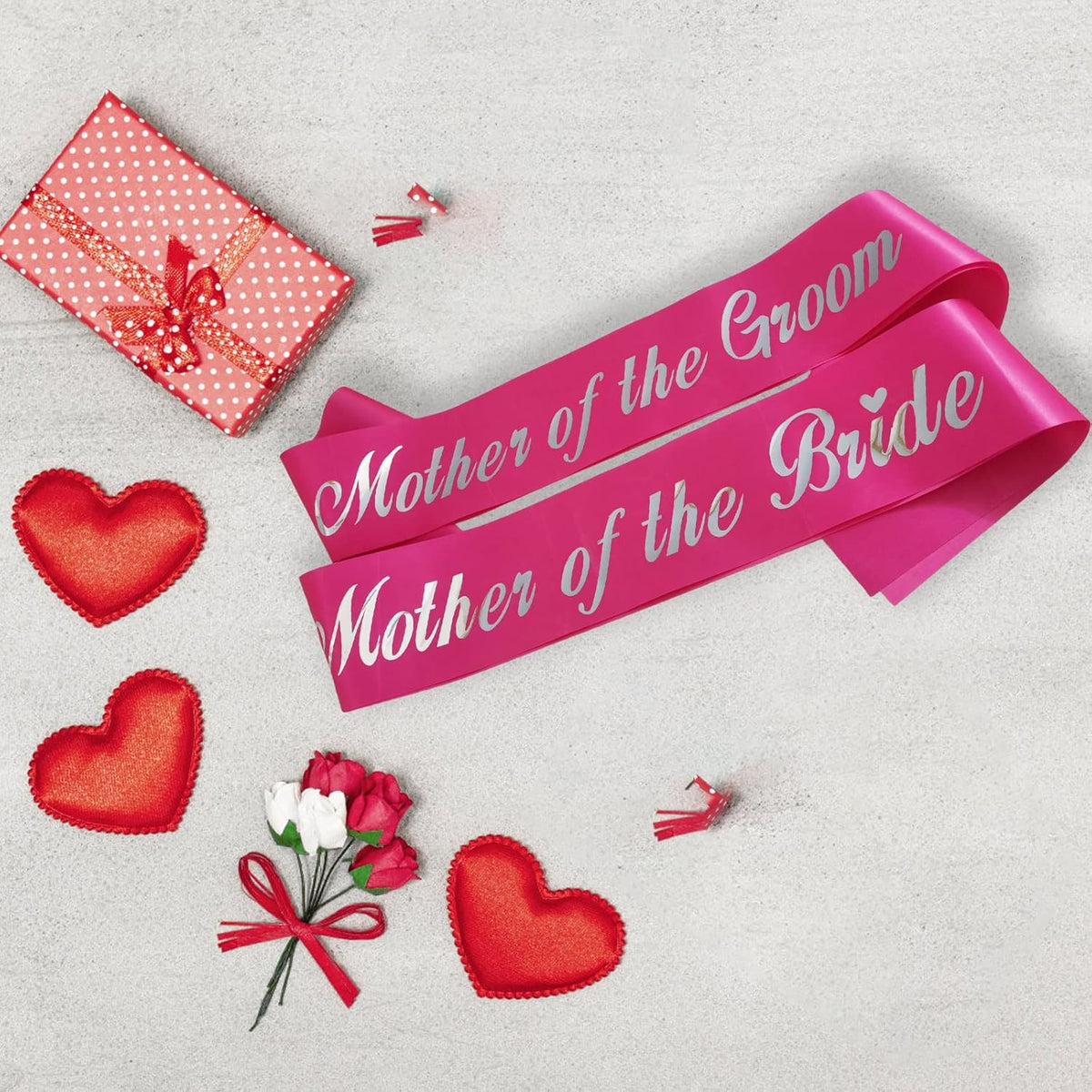 KETAOO Mother of the Groom Sash, Silver Foil Pink Sash for Mother of the Groom for Bridal Shower