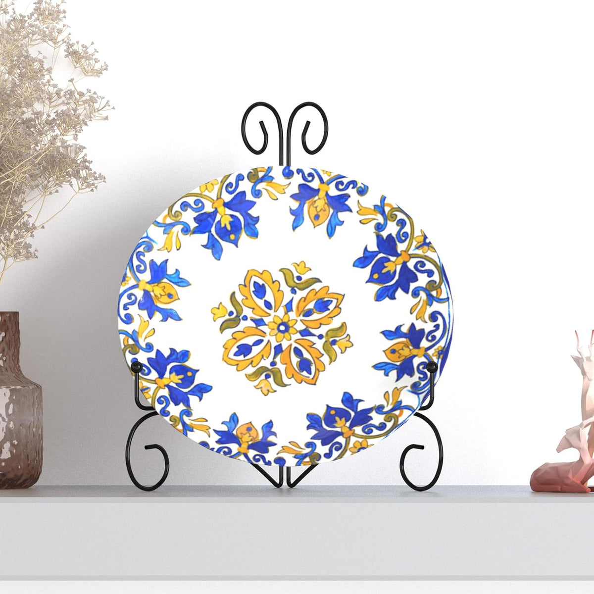 Plate Display Stands with Hinged Folding Design, 8 Inch Picture Frame Stand for Tables, Decorative