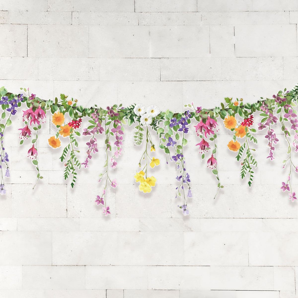 Cheerland Flower Banner Wildflower Garland Floral Party Decorations Waterproof Banner Whimsical