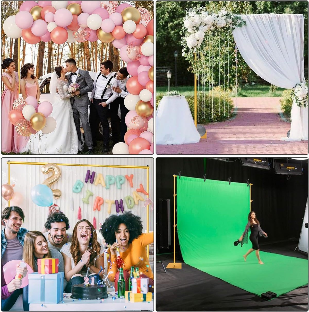 Pipe and Drape Photography Backdrop Stand Kit - Titanium Gold Adjustable Photo Background Stand