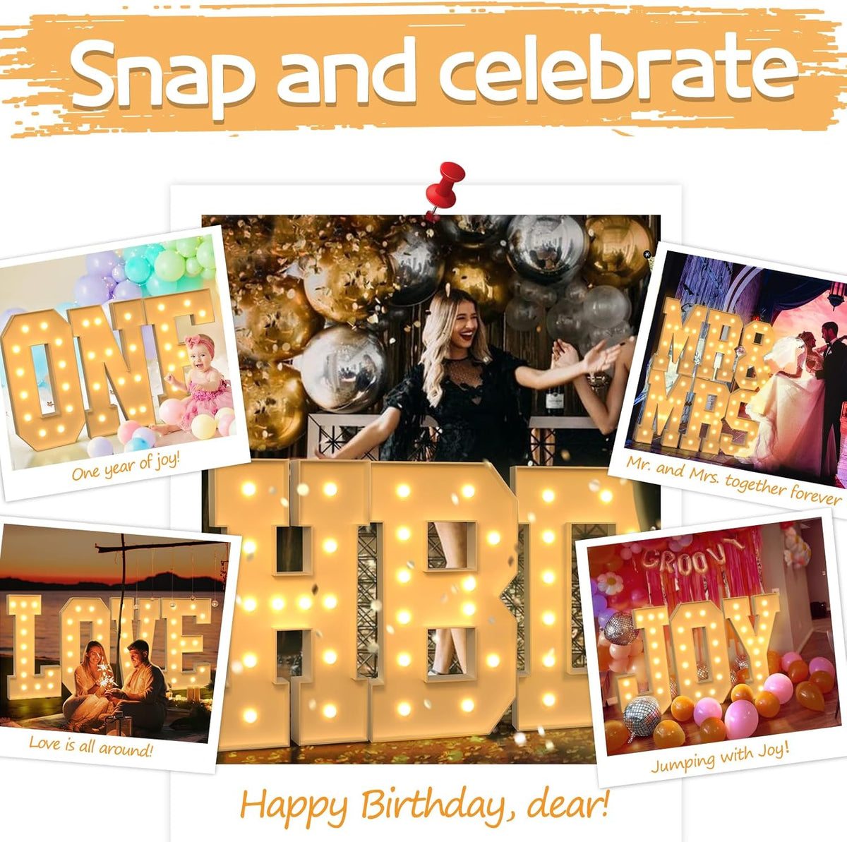 imprsv 4FT Marquee Light Up Letters for Birthday Party Decorations Large Marquee Letters for
