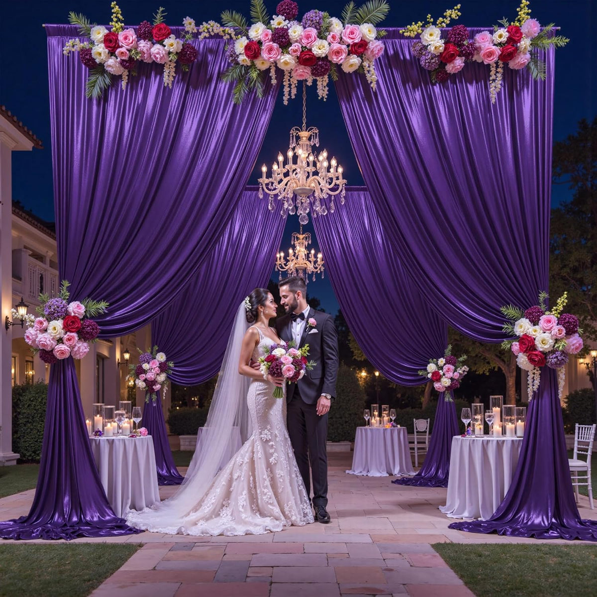 10x10 ft Purple Sequin Backdrop Curtain Panels for Parties, Wrinkle Free Glitter Photo Backdrop