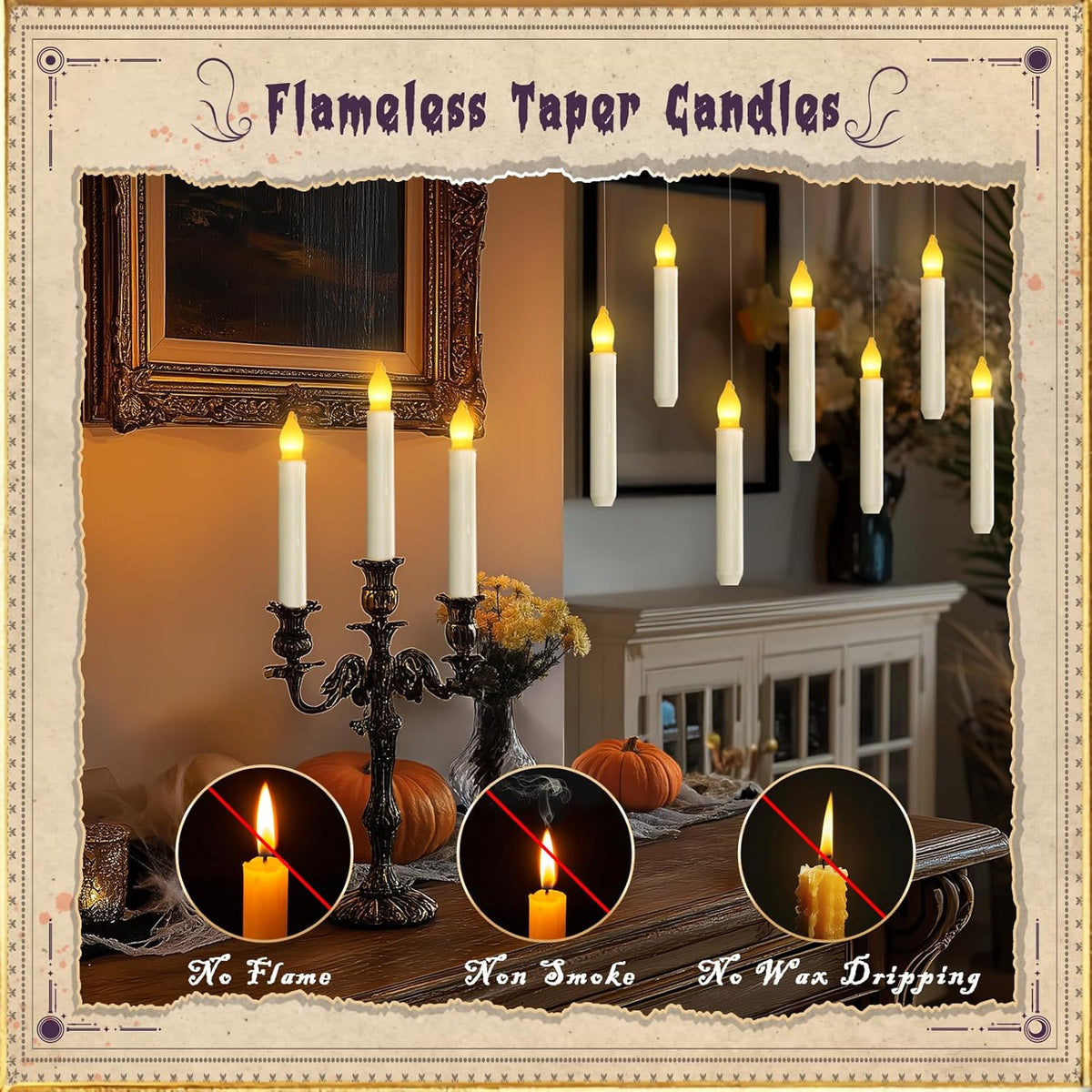 Homemory 20 Pcs Floating Candles with 2 Wand, LED Warm Yellow Magic Deco Candle, Warm Yellow