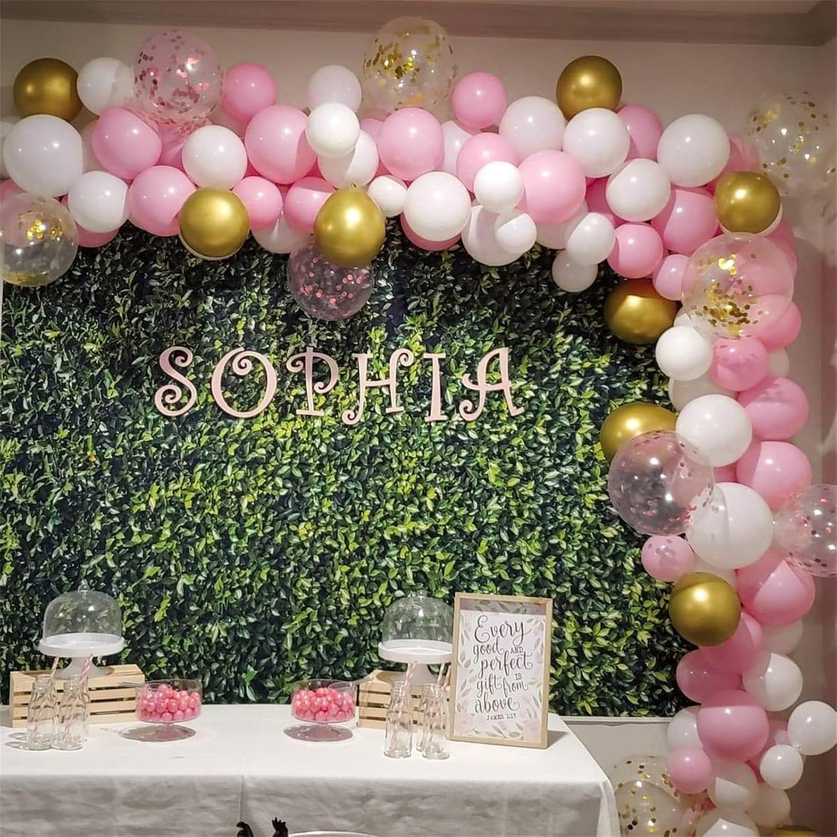 Netnology Pink Gold Confetti Balloons Set, 60Pcs 12 Inch Pink White Metallic Gold and Pink Gold