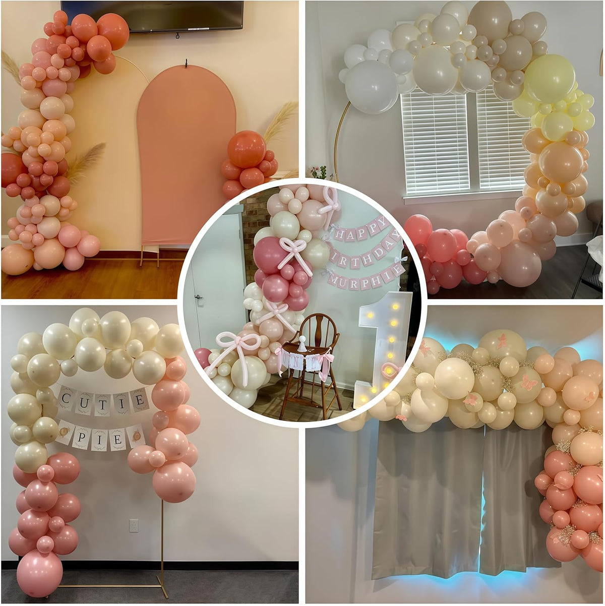 Dusty Pink Balloon Arch Kit 115Pcs Boho Blush Pink Balloons Garland Neutral Retro Peach Nude Beige