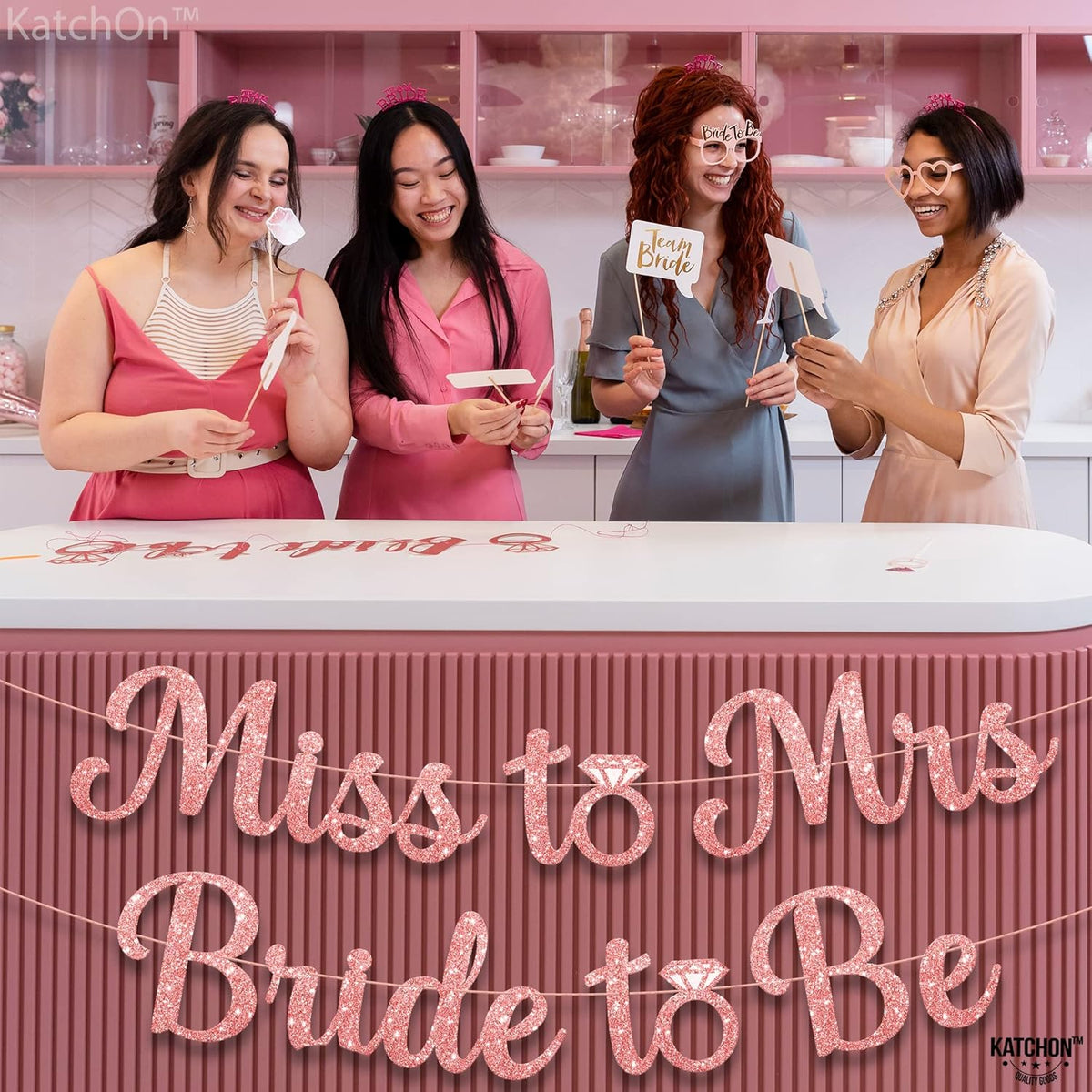 KatchOn, Rose Gold Miss to Mrs Bride to Be Banner - Glitter, 10 Feet, No DIY | Miss to Mrs Banner